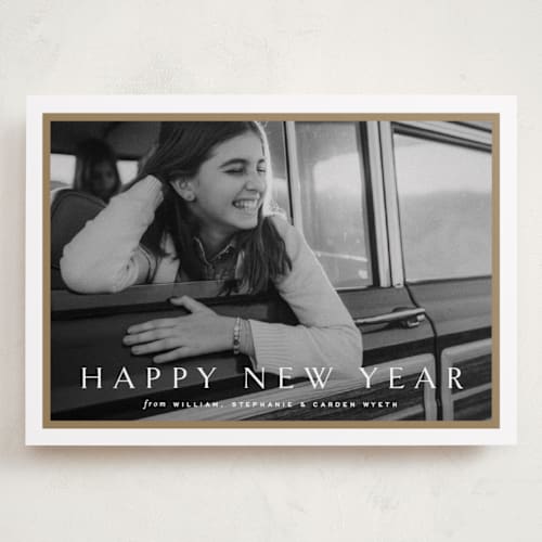 This is a cotton holiday photo cards with standard by Amy Kross called winds printing on recycled smooth signature in grand