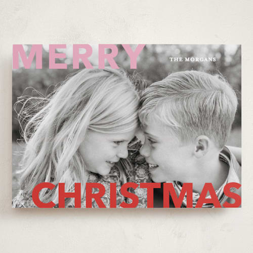 This is a candy cane holiday photo cards with standard by Angela Thompson called merry & bold printing on recycled smooth signature in grand