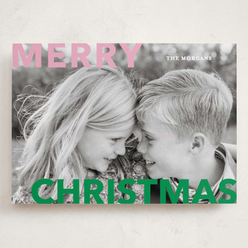 This is a gumdrop holiday photo cards with standard by Angela Thompson called merry & bold printing on recycled smooth signature in grand