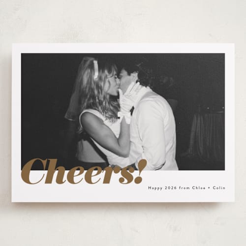 This is a ink holiday photo cards with standard by Emily Sabol Goss called glittering cheers printing on recycled smooth signature in grand