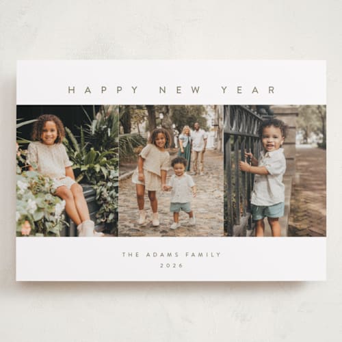 This is a snowfall holiday photo cards with standard by Pippa Shaw called trilogy printing on recycled smooth signature in grand