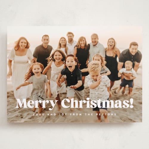 This is a snow holiday photo cards with standard by Kristie Kern called here we go! printing on recycled smooth signature in grand