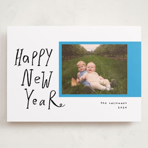 This is a bluebell holiday photo cards with standard by Vivian Yiwing called handlettered polariod printing on recycled smooth signature in grand