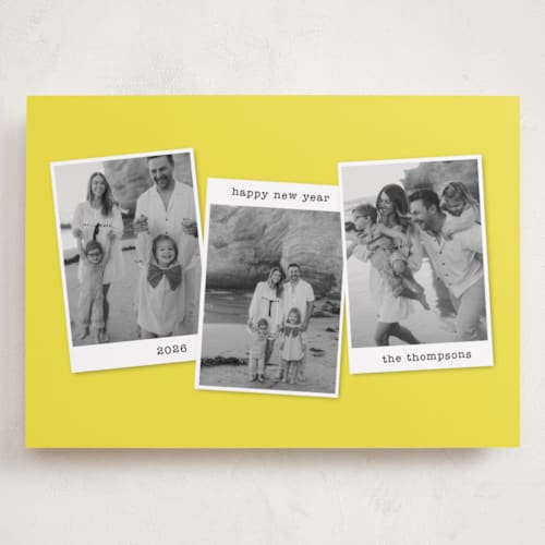 This is a lemon holiday photo cards with standard by Kristen Knechtel called memories x3 printing on recycled smooth signature in grand