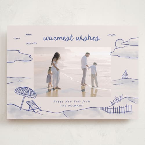 This is a ocean holiday photo cards with standard by Pink House Press called tis the sea sun printing on recycled smooth signature in grand