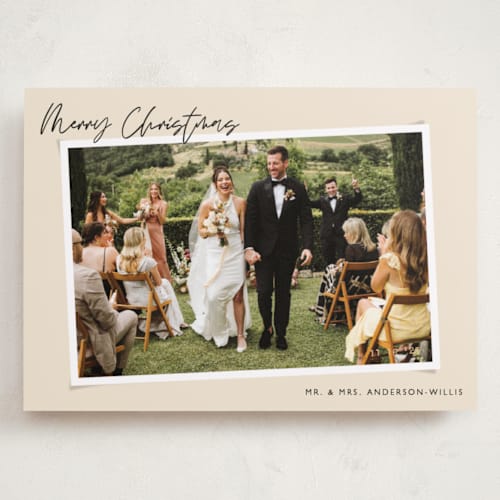 This is a latte holiday photo cards with standard by Alicia Schultz called dated snapshot printing on recycled smooth signature in grand