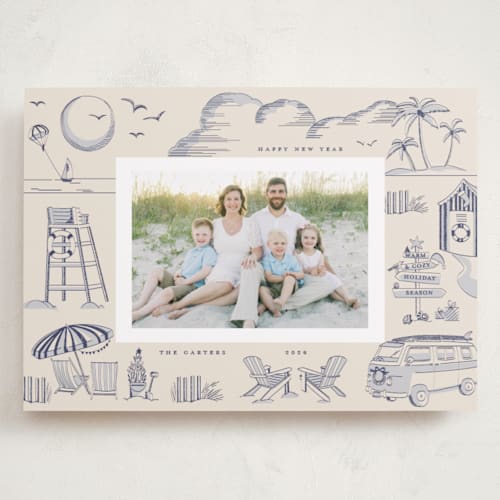 This is a wintermint holiday photo cards with standard by Teju Reval called beach holiday printing on recycled smooth signature in grand