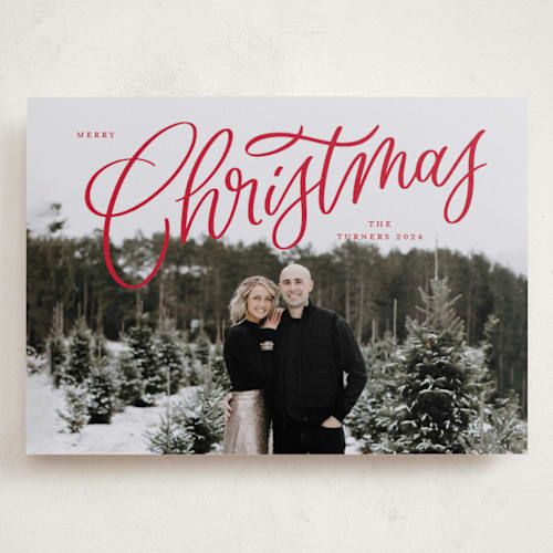 This is a holly berry holiday photo cards with standard by Erin German called picture perfect printing on recycled smooth signature in grand