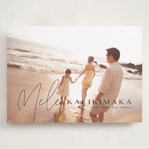 This is a deep forest holiday photo cards with standard by Lori James called island kalikimaka printing on recycled smooth signature in grand