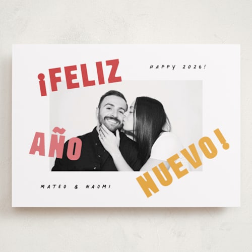 This is a sunset holiday photo cards with standard by Olivia Raufman called año nuevo printing on recycled smooth signature in grand