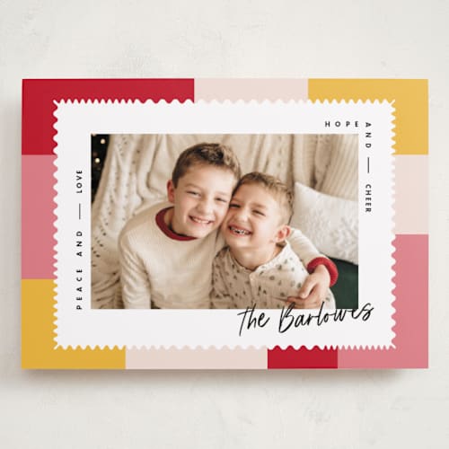This is a gumdrop holiday photo cards with standard by Owl and Toad called modern quilt printing on recycled smooth signature in grand