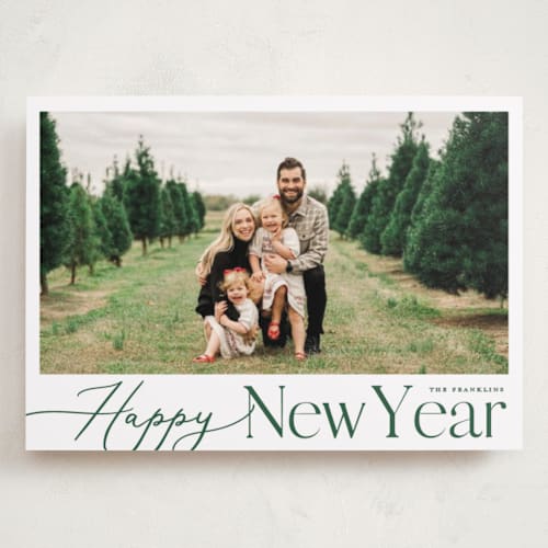 This is a evergreen holiday photo cards with standard by Carolyn MacLaren called merry mix printing on recycled smooth signature in grand