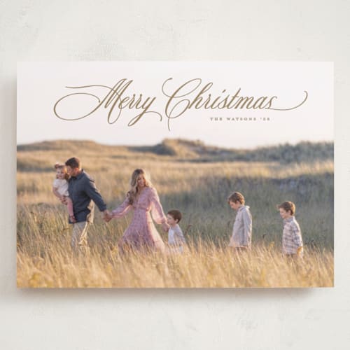 This is a sand holiday photo cards with standard by Christy Hy Lee called classically printing on recycled smooth signature in grand