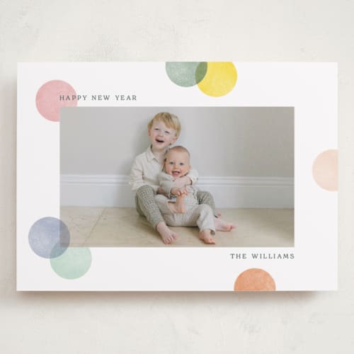 This is a confetti cake holiday photo cards with standard by Robert and Stella called colorblock confetti printing on recycled smooth signature in grand