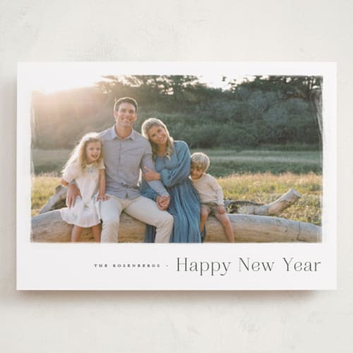 This is a evergreen holiday photo cards with standard by Wildfield Paper Co called slate printing on recycled smooth signature in grand