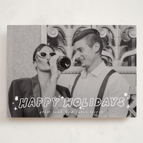 This is a starlight holiday photo cards with standard by Everett Paper Goods called pizazz printing on recycled smooth signature in grand