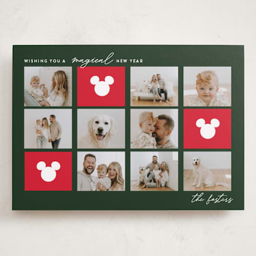 This is a fruitcake holiday photo cards with standard by Pixel and Hank called disney mickey magical memories printing on recycled smooth signature in grand