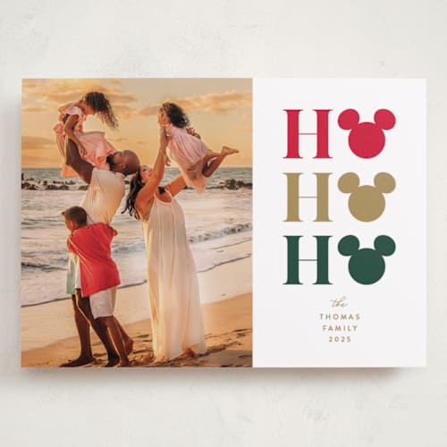 This is a mistletoe holiday photo cards with standard by Vanessa Doyle called disney ho ho ho printing on recycled smooth signature in grand