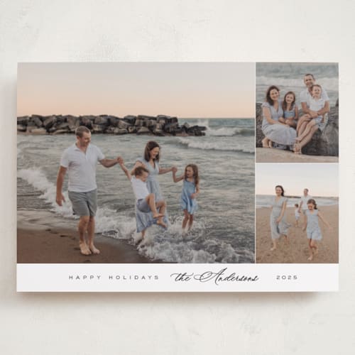 This is a snow holiday photo cards with standard by Nicole Walsh called elegant trio printing on recycled smooth signature in grand