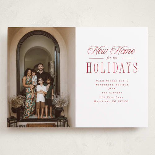 This is a cherry holiday photo cards with standard by Hannah Williams called new home holiday printing on recycled smooth signature in grand