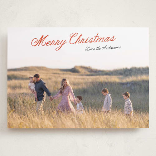 This is a holly berry holiday photo cards with standard by Cass Loh called lightly scripted printing on recycled smooth signature in grand