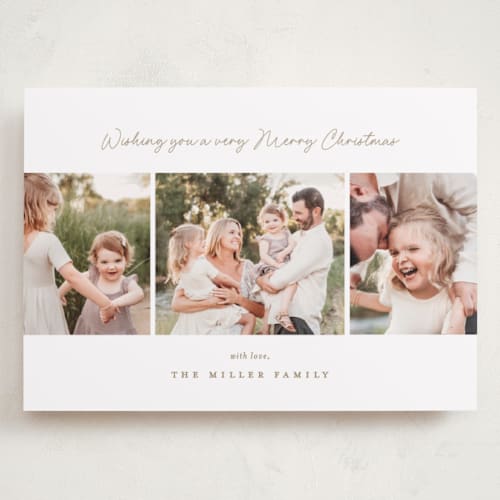 This is a antique holiday photo cards with standard by Jennifer Postorino called simple trio printing on recycled smooth signature in grand