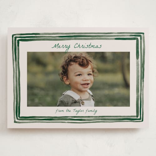 This is a forest holiday photo cards with standard by Alethea and Ruth called painted frame edge printing on recycled smooth signature in grand
