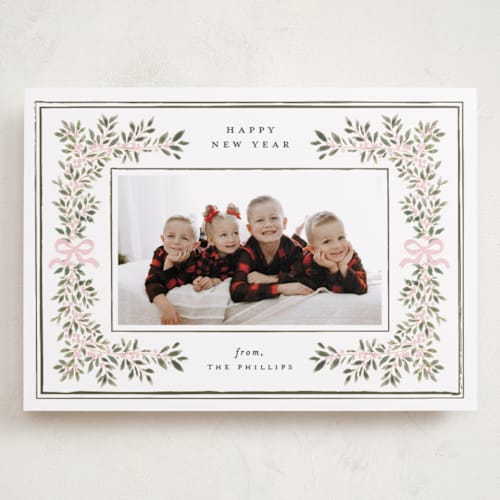 This is a petal holiday photo cards with standard by Itsy Belle Studio called botanical blessings printing on recycled smooth signature in grand