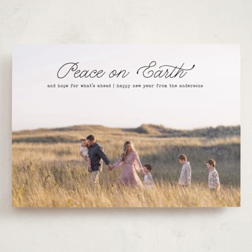 This is a noir holiday photo cards with standard by Annie Clark called grace & gratitude printing on recycled smooth signature in grand