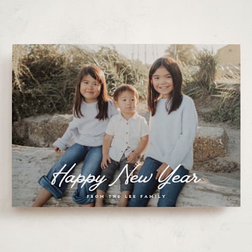 This is a snow holiday photo cards with standard by Sara Hicks Malone called w o n d e r s printing on recycled smooth signature in grand