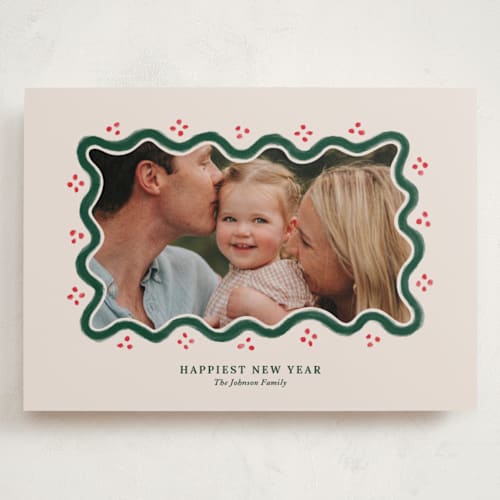 This is a holly berry holiday photo cards with standard by Rachel Mattern called good tidings & great joy printing on recycled smooth signature in grand