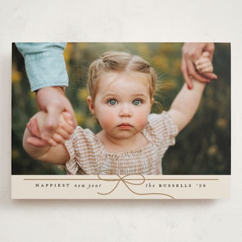 This is a eggnog holiday photo cards with standard by Erica Krystek called petite bow printing on recycled smooth signature in grand