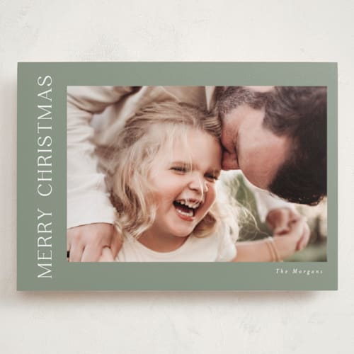 This is a sage holiday photo cards with standard by Angela Thompson called gilded merry printing on recycled smooth signature in grand