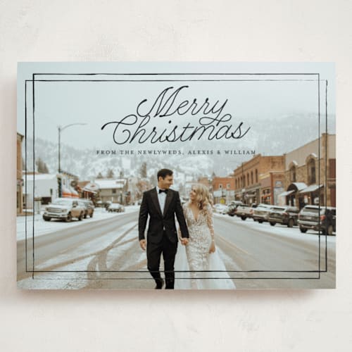 This is a ink holiday photo cards with standard by Anna Elder called a classic christmas printing on recycled smooth signature in grand
