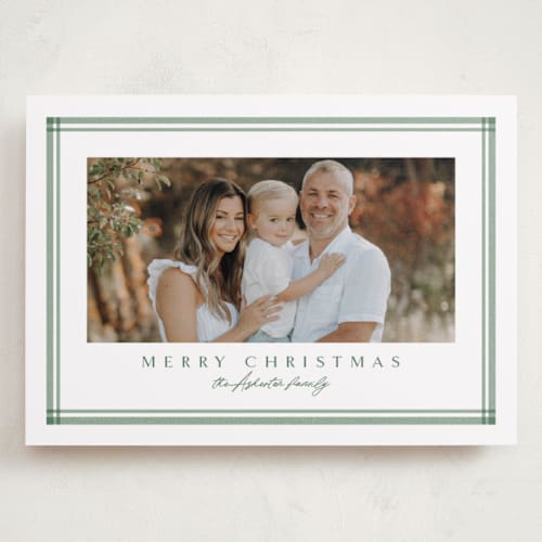This is a pine holiday photo cards with standard by Lea Delaveris called trim printing on recycled smooth signature in grand