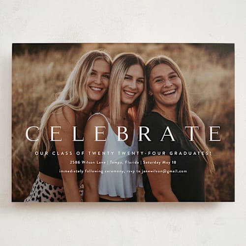 This is a cotton graduation invitations with standard by Kasia Labocki called celebration printing on recycled smooth signature in grand