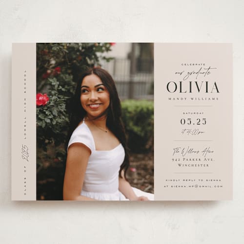 This is a petal graduation invitations with standard by Orasie called invitation with photo printing on recycled smooth signature in grand