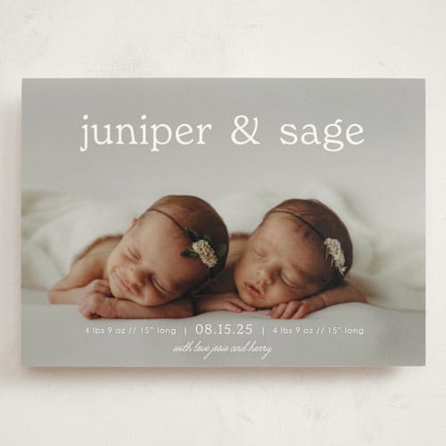 This is a cloud grand birth announcements with standard by Brittany Braithwaite called sweet nostalgia printing on signature in grand