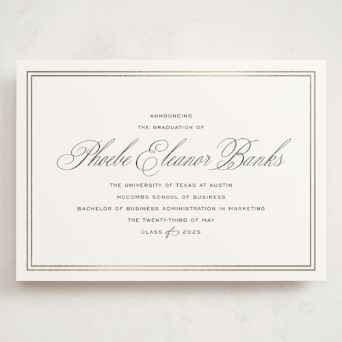 This is a inkwell graduation announcements with foil pressed by Megan Davis called scholarly charm printing on signature in grand