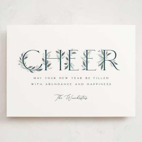This is a winter holiday photo cards with standard by Paula Pecevich called botanical merry printing on signature in grand