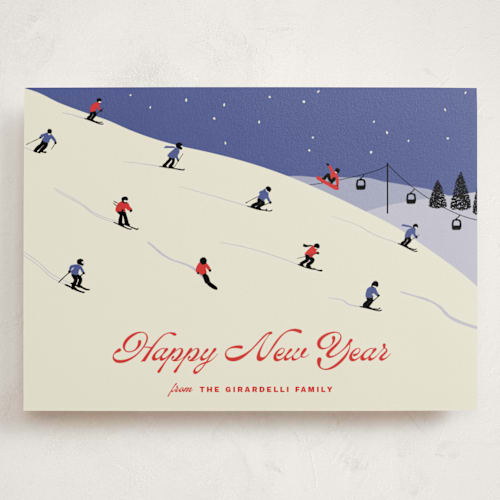 This is a blueberry holiday photo cards with standard by Kampai Designs called ski season printing on signature in grand