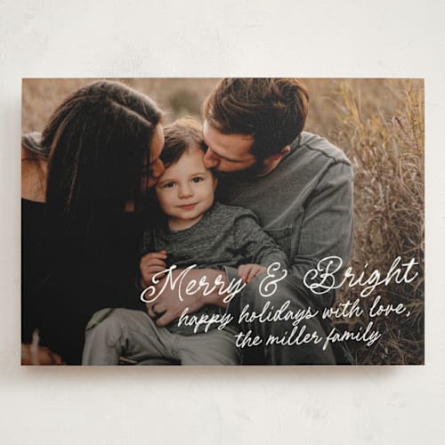 This is a snow holiday photo cards with standard by AK Graphics called notes printing on signature in grand