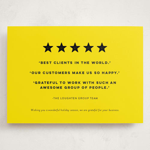 This is a lemon holiday photo cards with standard by Sara Hicks Malone called five-star client review printing on signature in grand