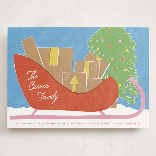 This is a sprinkles holiday photo cards with standard by Inkblot Design called sleigh landing printing on signature in grand