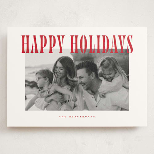 This is a candy cane holiday photo cards with standard by Wildfield Paper Co called happy holidays! printing on signature in grand