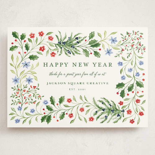 This is a juniper holiday photo cards with standard by Sarah Knight called sophia printing on signature in grand