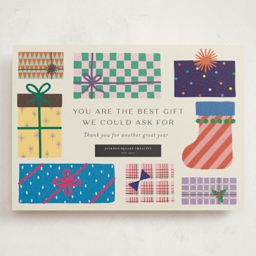This is a festive holiday photo cards with standard by lulu and isabelle called the best gift printing on signature in grand