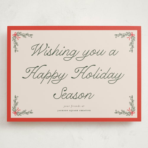 This is a cherry glaze holiday photo cards with standard by Morgan Kendall called garland printing on signature in grand