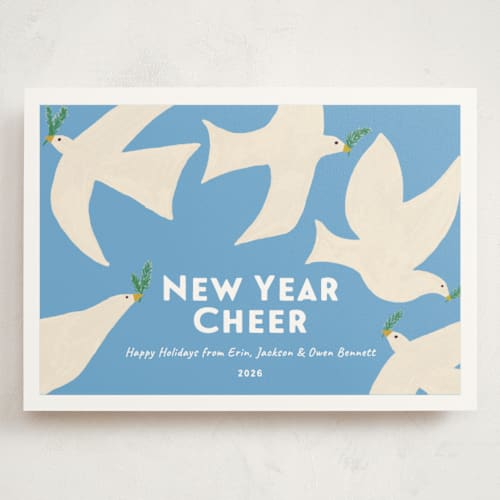 This is a sky holiday photo cards with standard by Erika Firm called california doves printing on signature in grand