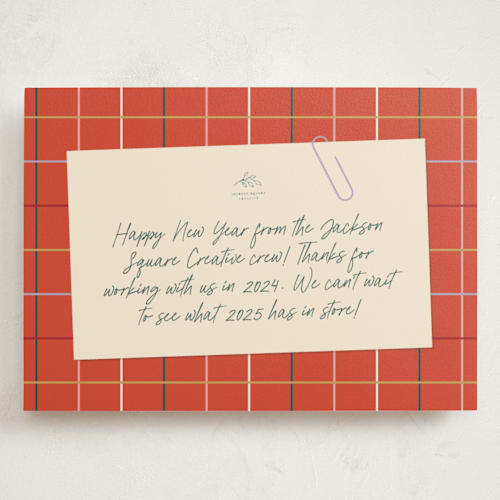 This is a persimmon holiday photo cards with standard by Olivia Raufman called quick note printing on signature in grand